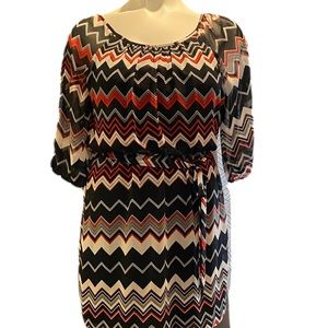 Enfocus Studio Black and Red Chevron Dress